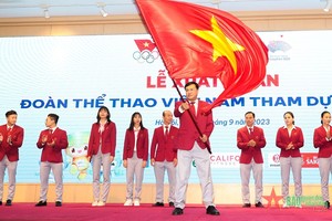 越南体育代表团举行第19届亚运会出征仪式。（图片来源：越南人民军队报）