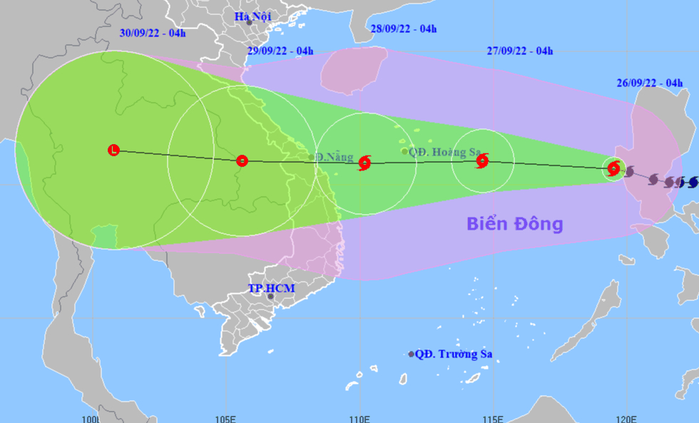 台风“奥鹿”已穿越菲律宾吕宋岛以南，进入东海，成为今年第四号台风。（图片来源： 越南国家水文气象预报中心）