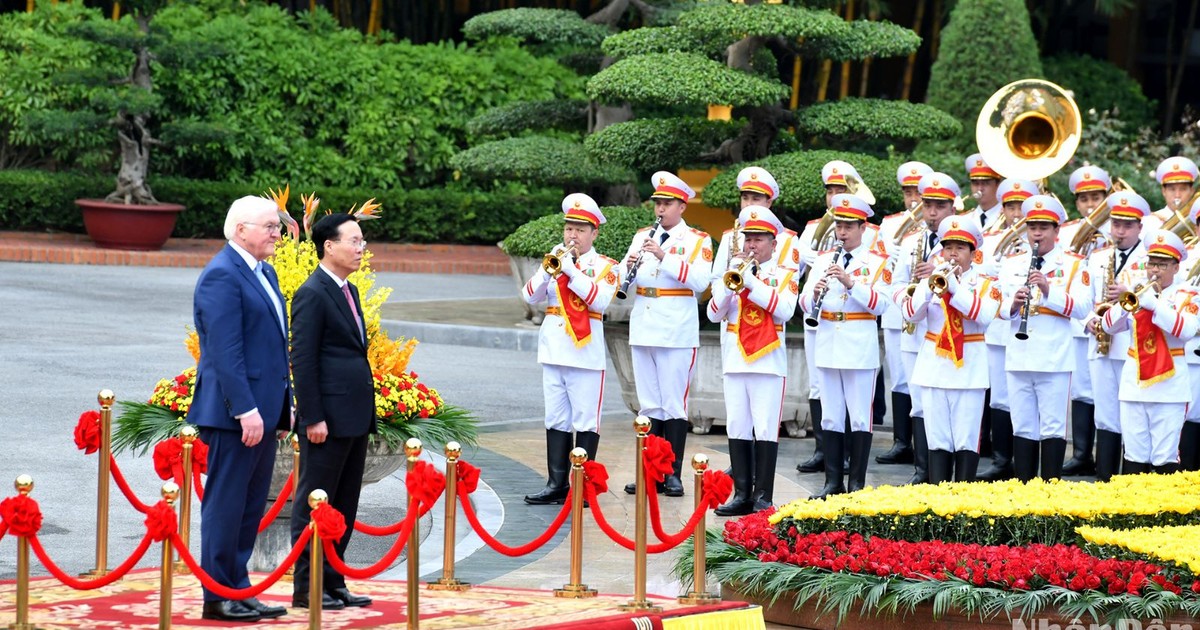 越南国家主席武文赏举行仪式 欢迎德国总统施泰因迈尔访越【组图】