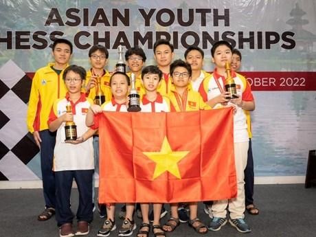 越南国际象棋队在2022年亚洲青少年国际象棋锦标赛上获39金 位列奖牌榜第一。