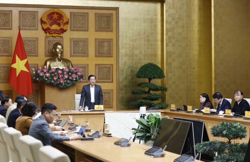 越南政府副总理、物价调控指导委员会主任黎明慨发表讲话。（图片来源：VGP）