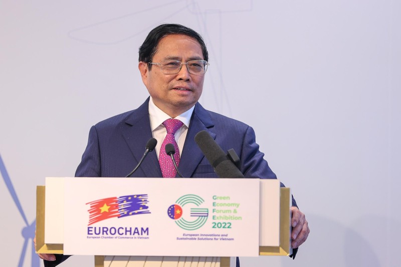 越南政府总理范明正出席2022年绿色经济论坛。（图片来源：VGP）