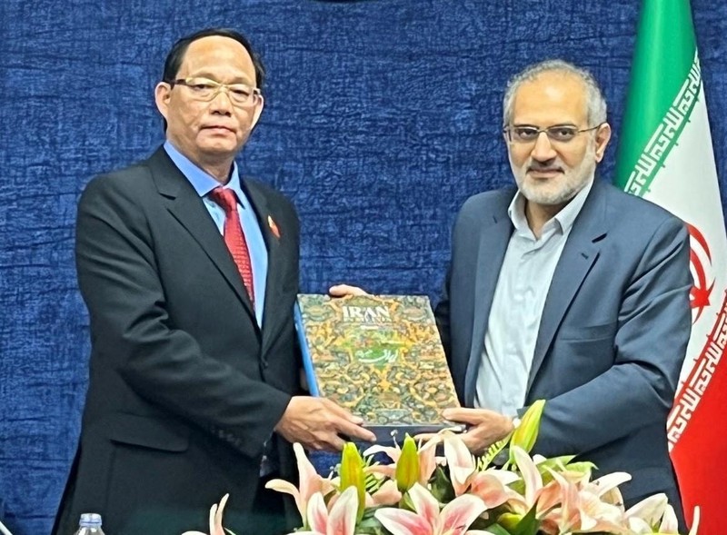 越南国会副主席陈光方（左）与伊朗副总统萨耶德·穆罕默德·侯赛尼。（图片来源：越通社）