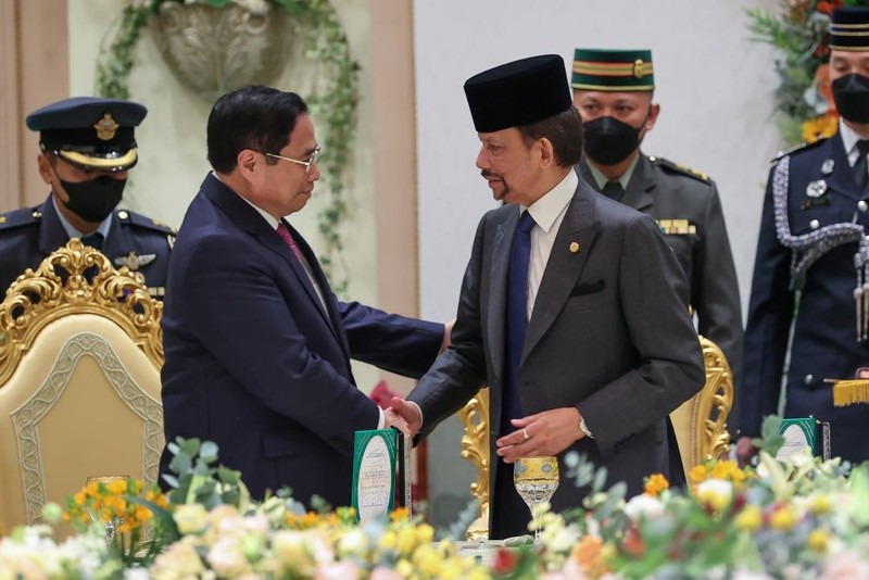 越南政府总理范明正与文莱达鲁萨兰国苏丹。