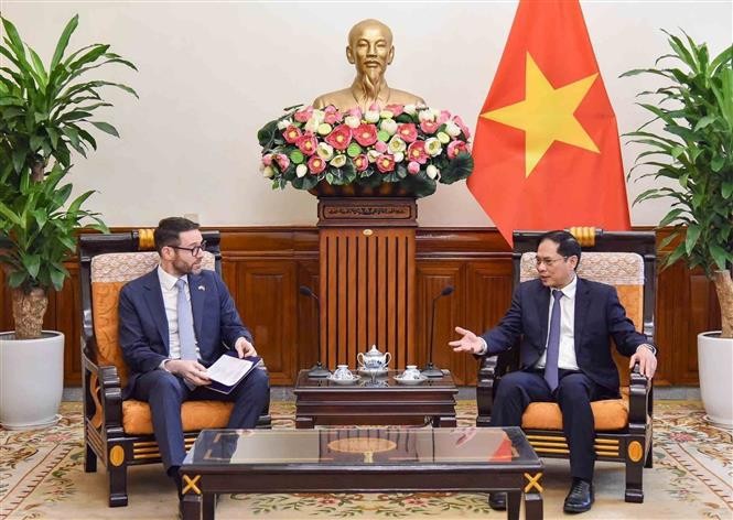 越南外交部长裴青山会见大不列颠及北爱尔兰联合王国驻越南大使伊恩·弗鲁。（图片来源：越通社）