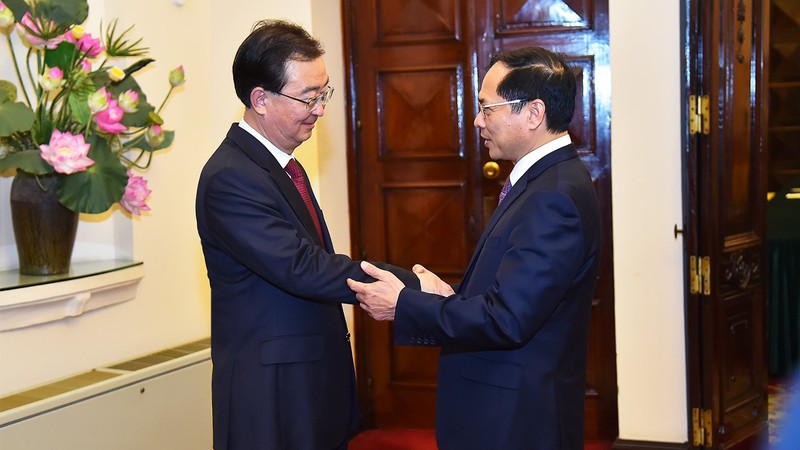 越南外交部部长裴青山和中国云南省委书记王宁。（图片来源：国际报）