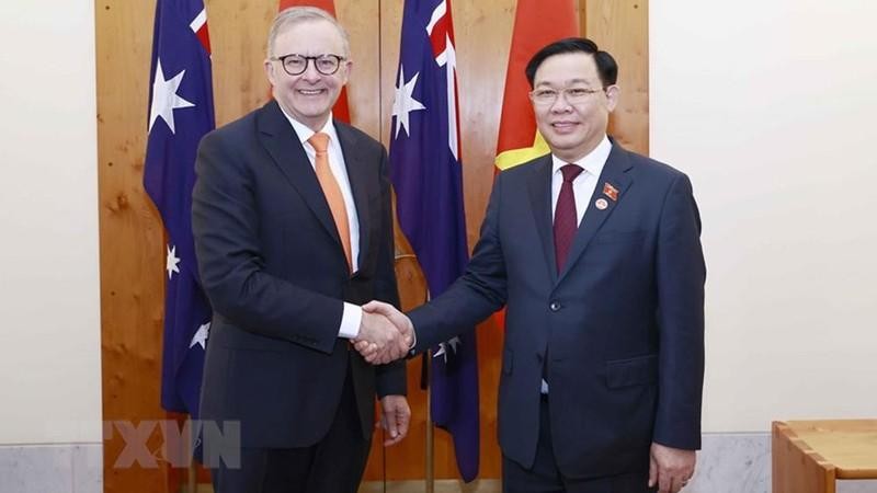 越南国会主席王廷惠会见澳大利亚总理安东尼·阿尔巴尼斯。（图片来源：越通社）