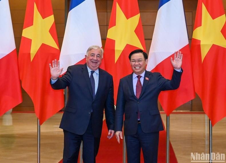 越南国会主席王廷惠与法国参议院议长热拉尔·拉尔歇。