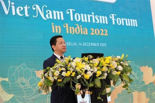 越南驻印度大使阮青海在论坛开幕式上致辞。