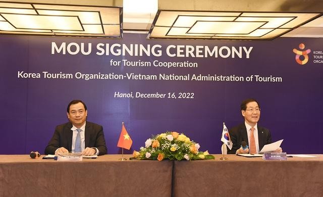 越南与韩国合作促进旅游备忘录签署仪式。