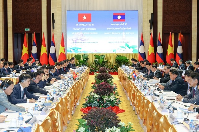 越老双边合作的政府间联合委员会第45次会议。（图片来源：VGP）