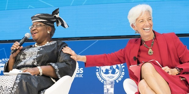世贸组织总干事恩戈齐·奥孔乔-伊维拉和欧洲央行（ECB）行长克里斯蒂娜·拉加德。