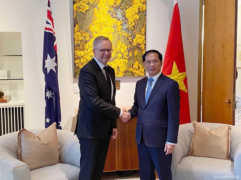 越南外交部长裴青山礼节性拜会澳大利亚总理安东尼·阿尔巴尼斯。