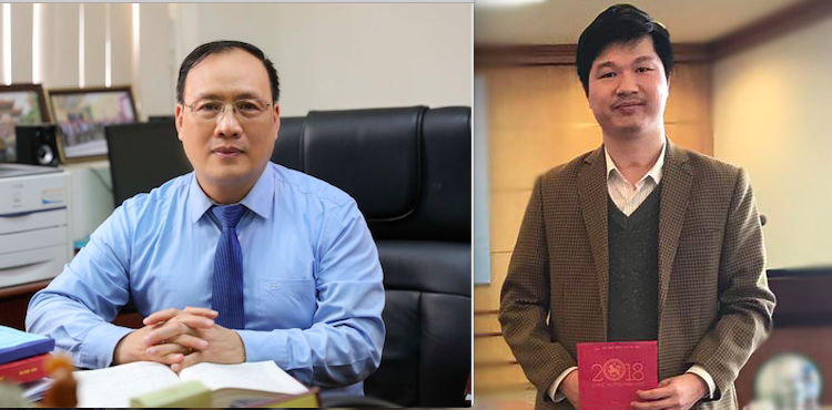 河内国家大学教授阮廷德（左）和副教授黎黄山（右）。
