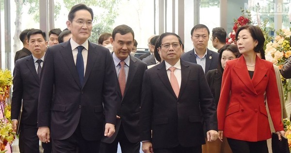 政府总理范明正出席三星集团研发中心竣工仪式。（陈海 摄）