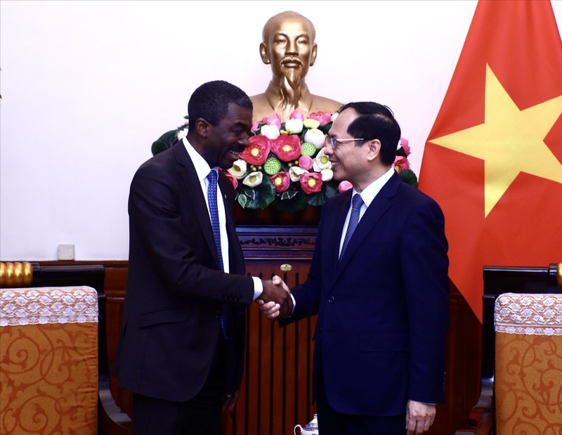 越南外交部长裴青山会见世界遗产中心主任拉扎尔·埃伦杜·阿索莫。