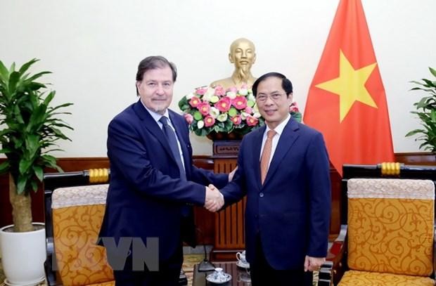 越南外交部长裴青山会见智利外交部外交政策秘书长。（图片来源：越通社）