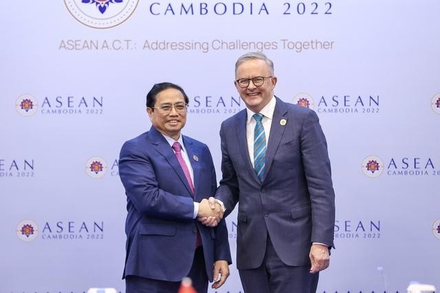 越南政府总理范明正和澳大利亚总理安东尼·艾博年。（图片来源：VGP）