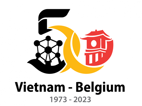 越南与比利时建交50周年纪念标志。