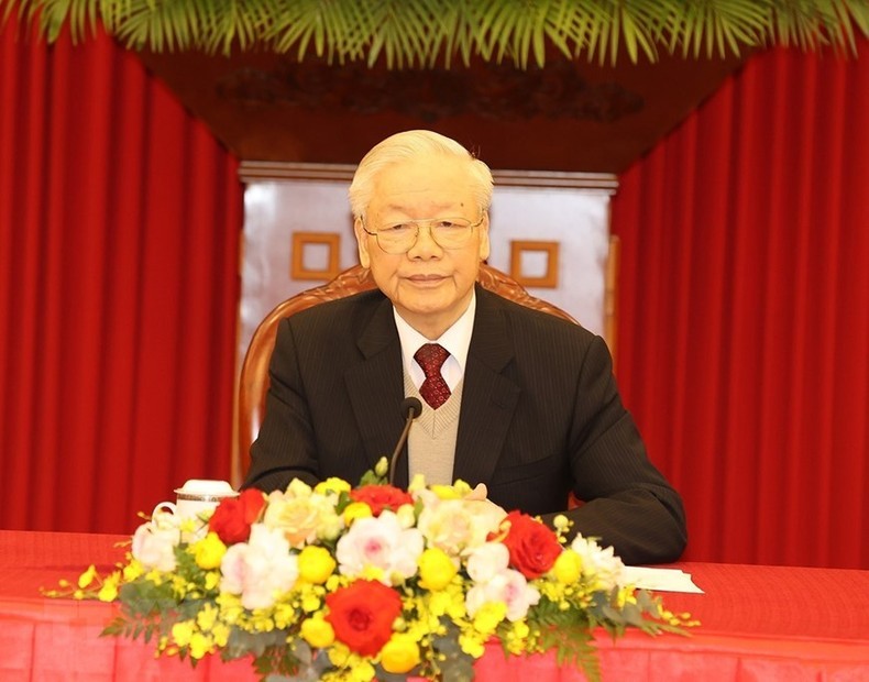 越共中央总书记阮富仲同美国总统乔•拜登通电话。