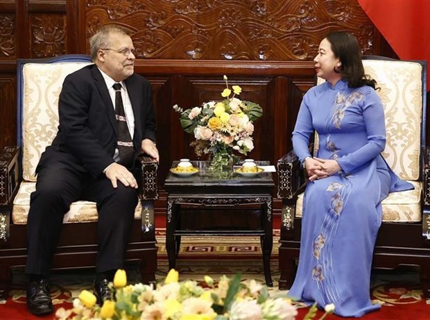 越南国家代主席武氏映春会见巴西驻越南大使。（图片来源：越通社）