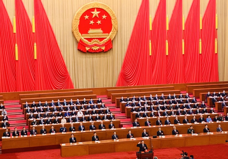 中国新任国务院总理李强进行宪法宣誓。（杜有兴 摄）