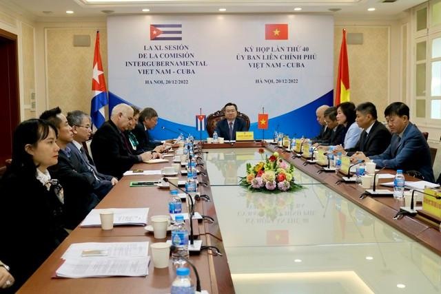 越南代表团出席越南-古巴政府间联合委员会第40次会议。（图片来源：VGP）