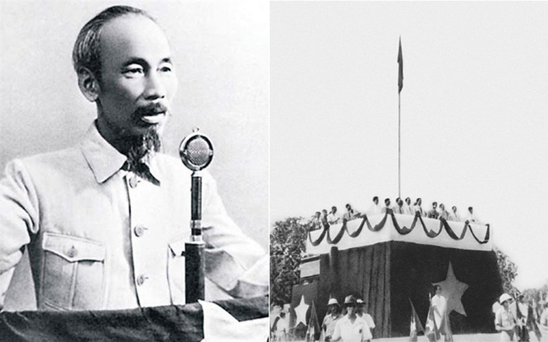 1945年9月2日，胡志明主席在巴亭广场宣读《独立宣言》，宣布越南民主共和国诞生。（图片来源：越通社）