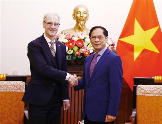 越南外交部长裴青和挪威外交部国务秘书埃尔林·里梅斯塔德。（图片来源：越通社）