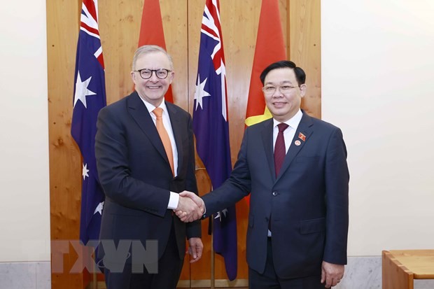 越南国会主席王廷惠会见澳大利亚总理安东尼·阿尔巴尼斯。（图片来源：越通社）