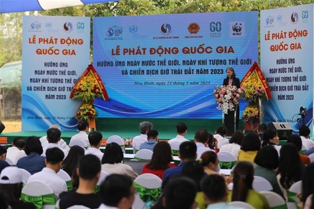联合国开发计划署驻越南代表拉姆拉·哈立迪发表讲话。（图片来源：越通社）