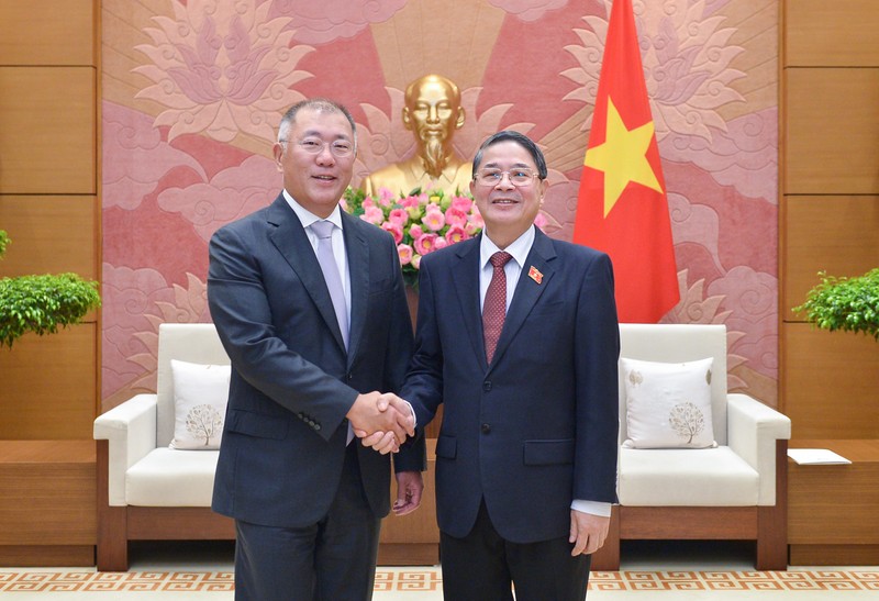 越南国会副主席阮德海会见现代汽车执行董事长郑义宣。