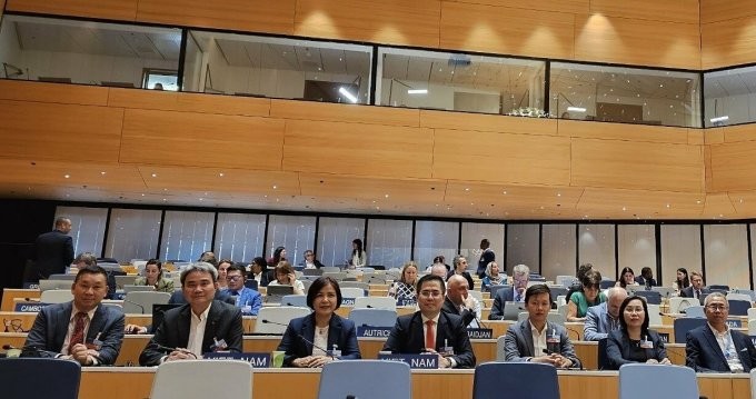 出席世界知识产权组织（WIPO）成员国大会第64届会议的越南代表团。（图片来源：科学技术部）