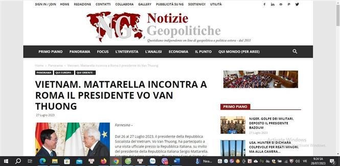 意大利媒体《La voce d’italia》发表了题为《意大利总统会见越南国家主席：我们之间的团结友谊》的文章。