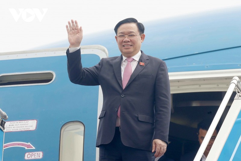 越南国会主席王廷惠回到内排机场。（图片来源：越南之声网站）