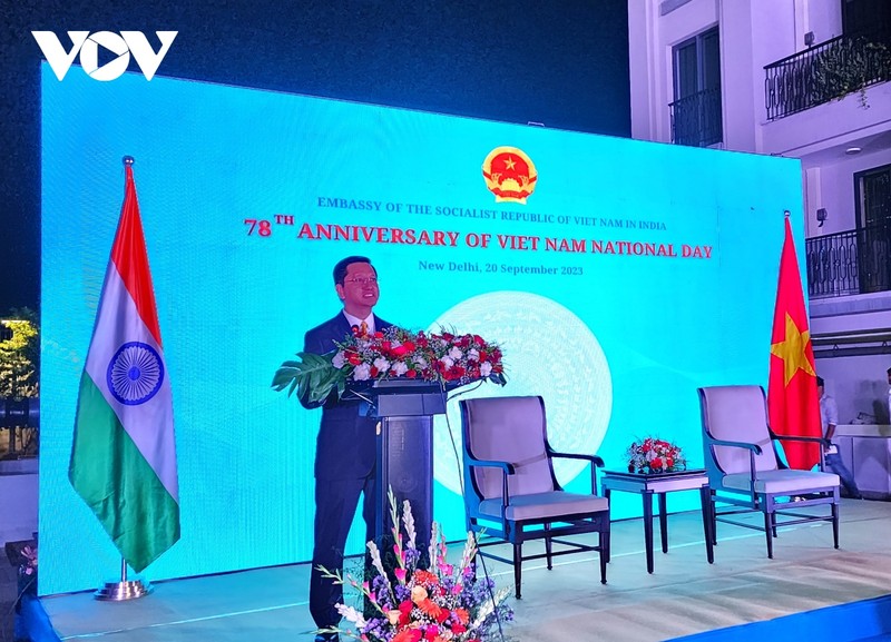 越南驻印度大使阮青海在会上发表讲话。（图片来源：《越南之声》）