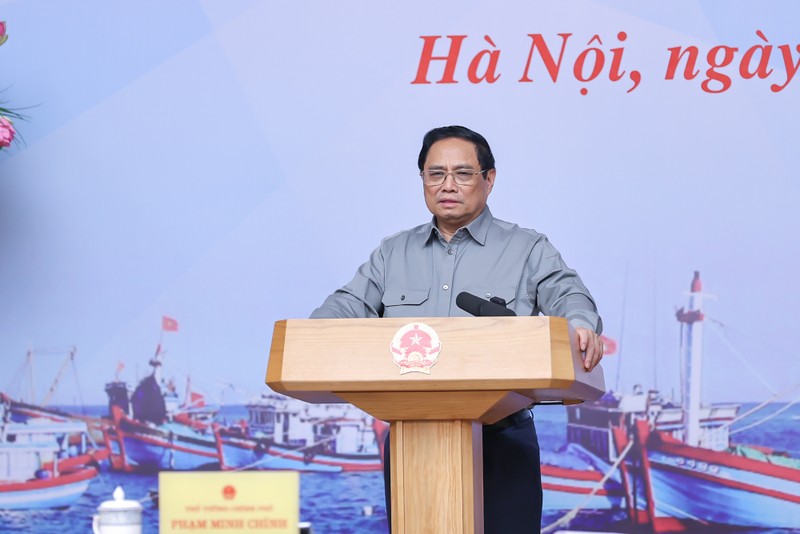 越南政府总理范明正主持召开打击IUU捕捞视频会议。（图片来源：VGP）