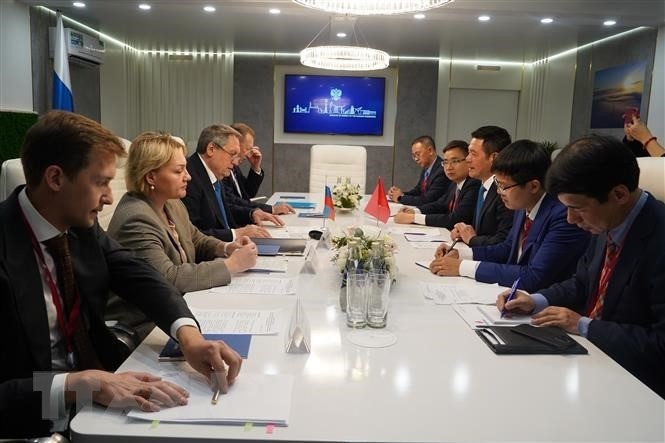 阮鸿延部长与俄罗斯联邦能源部长尼古拉·舒尔吉诺夫举行工作会谈。
