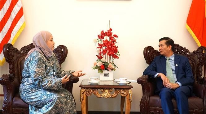 越南驻马来西亚大使丁玉灵接受马新社记者的采访。
