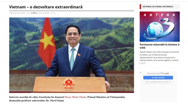 越南政府总理范明正就越南取得突破性发展、越共十三大提出的最重要决策，以及越罗两国合作前景等内容接受罗马尼亚媒体记者的采访。