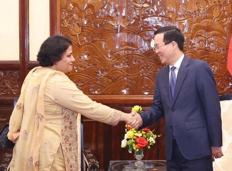 越南国家主席武文赏会见巴基斯坦驻越大使梅赫塔布。（图片来源：越通社）