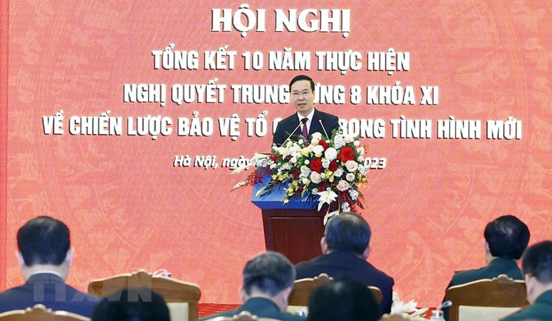 越南国家主席武文赏在会议上发表讲话。（图片来源：越通社）