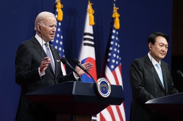 美国总统约瑟夫·拜登和韩国总统尹锡悦。（图片来源：AP/越通社）
