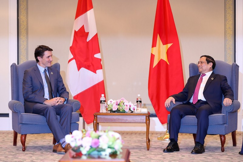 范明正总理会见加拿大总理贾斯廷·特鲁多。（图片来源：VGP）
