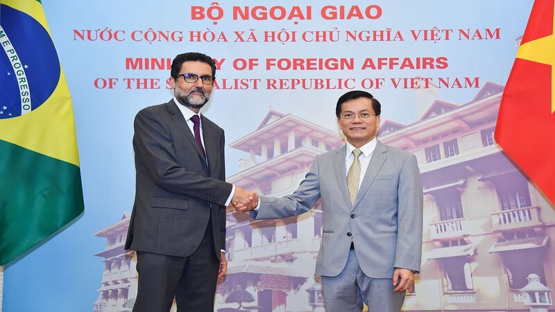 越南外交部副部长何金玉和巴西外交部负责亚太地区和俄罗斯事务副部长爱德华多·佩斯·萨博亚。（图片来源：越南与世界报）