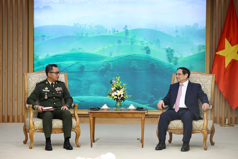 越南政府总理范明正会见柬埔寨副首相兼国防大臣迪西哈。（图片来源：越通社）