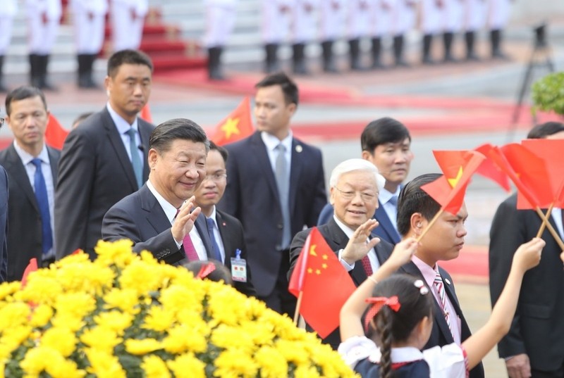 阮富仲总书记2017年11月欢迎习近平同志访越。