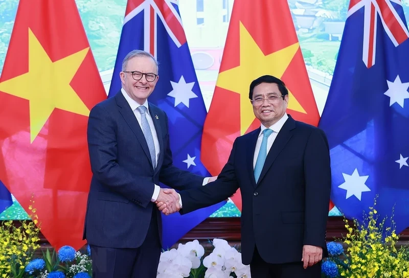 越南政府总理范明正和澳大利亚总理安东尼·阿尔巴尼斯。（图片来源：越通社）