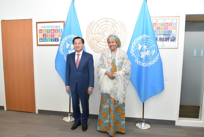 越南政府副总理黎明慨与联合国副秘书长阿明娜·穆罕默德。（图片来源：VGP）