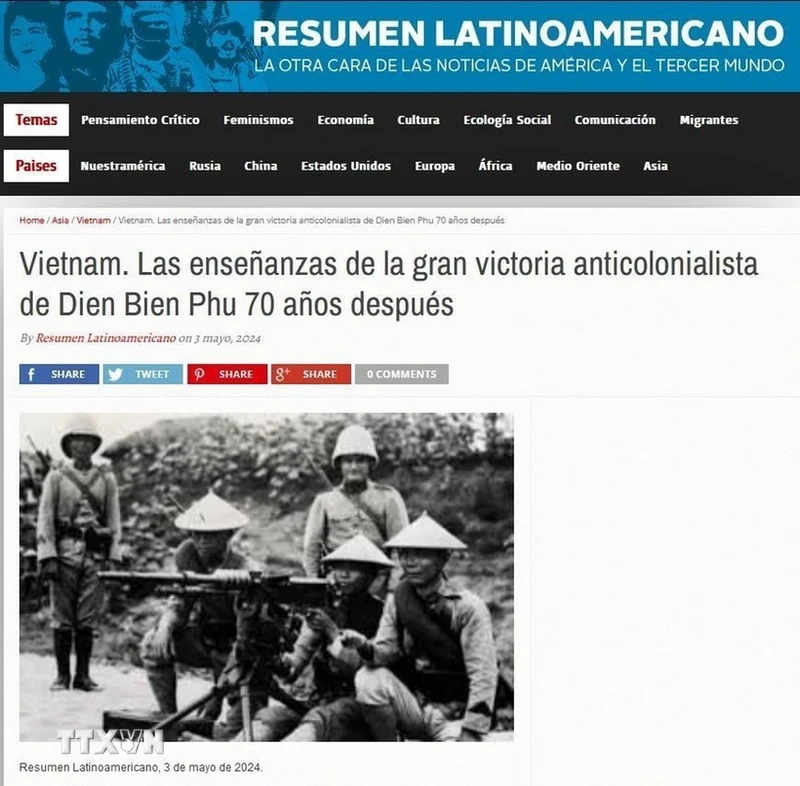 阿根廷电子报《拉丁美洲综述》的屏幕截图。（图片来源：越通社）